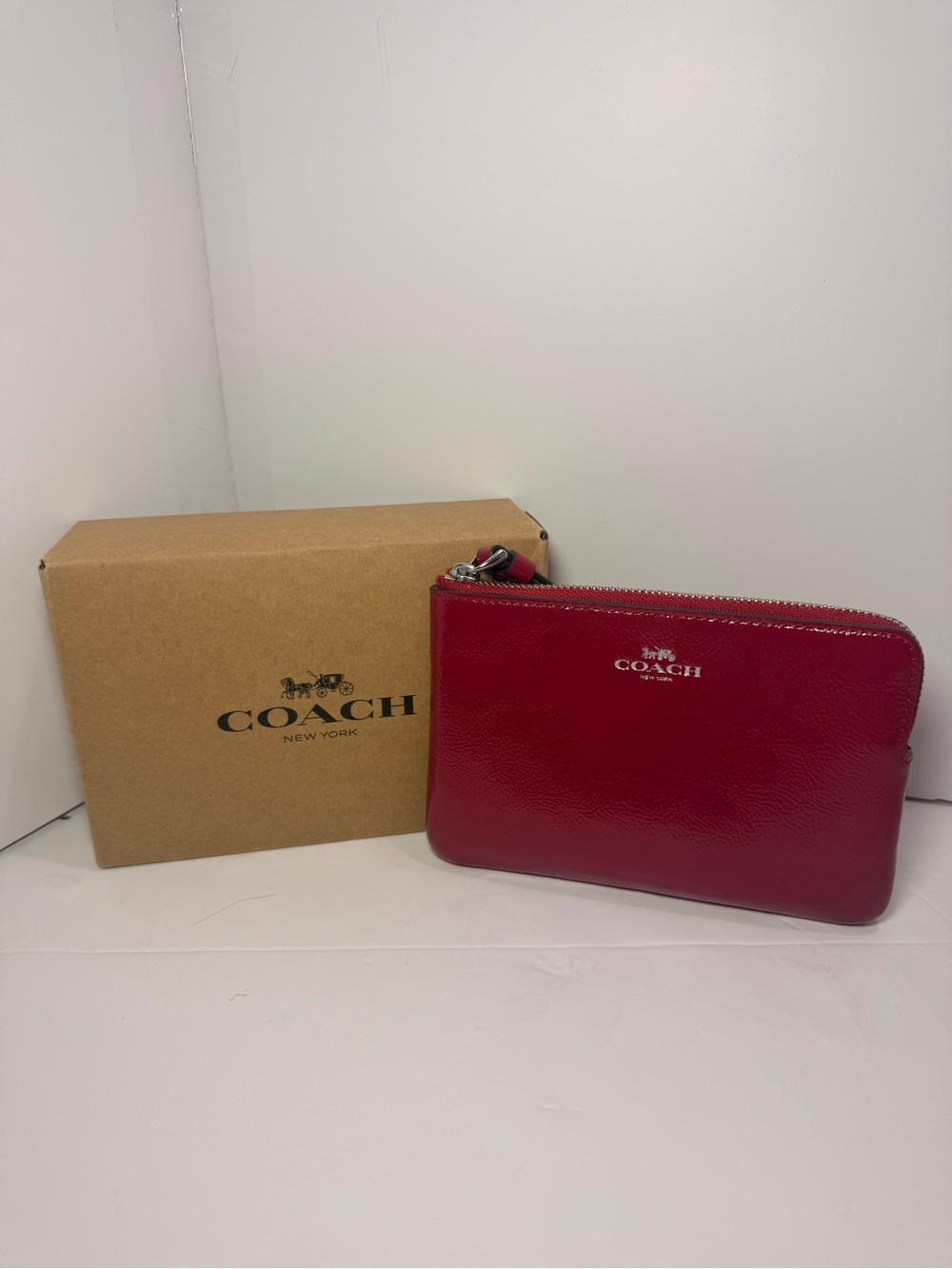 Coach Red Patent Leather Zip Wristlet